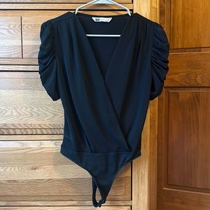 Black v neck bodysuit